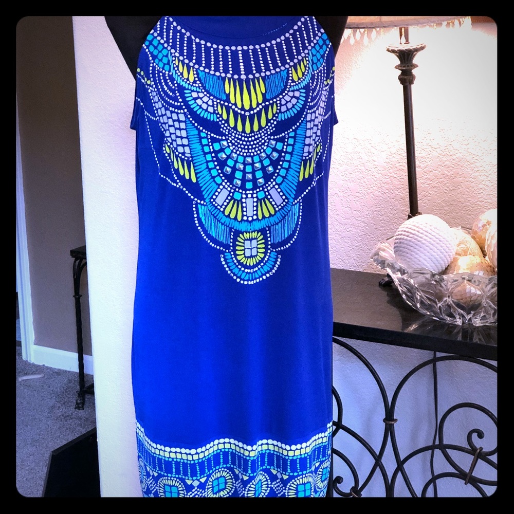 Blue patterned dress